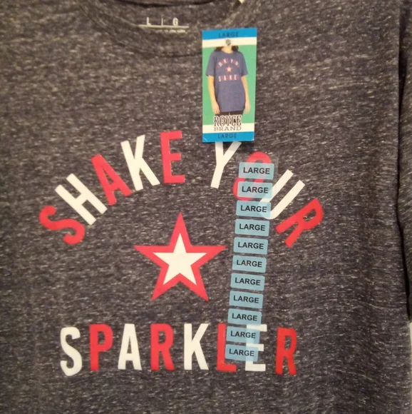 NWT - ROYCE BRAND Women's Americana Graphic tee-Heather Blue Shake your Sparkler - Picture 6 of 6
